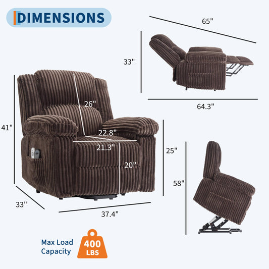 GarveeHome Ergonomic PU Leather Power Recliner for Home Theater Use