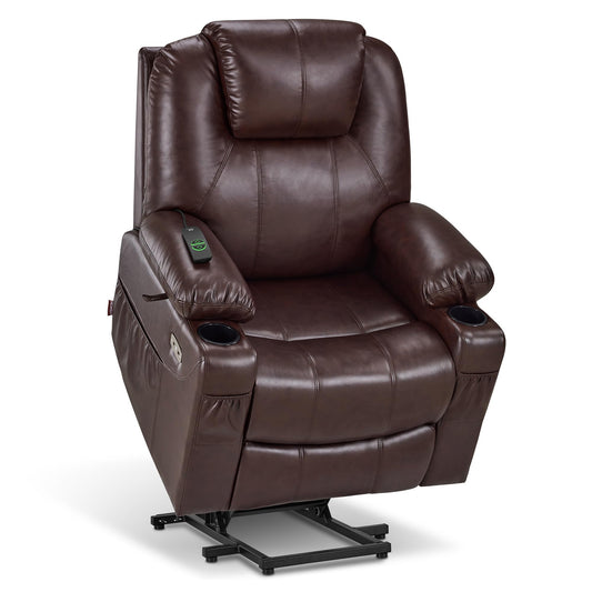 MCombo Faux Leather Electric Lift Recliner with Massage, Heat & USB