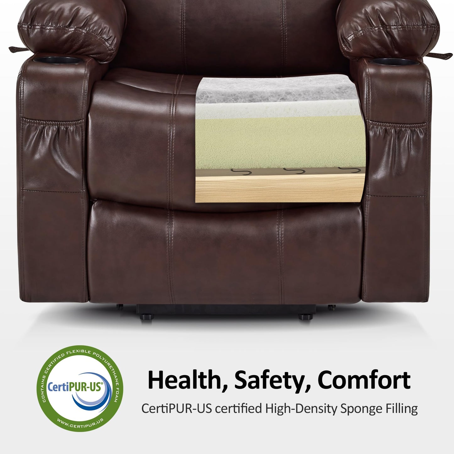 MCombo Electric Lift Recliner with Massage, Heat & USB – Faux Leather Power Chair