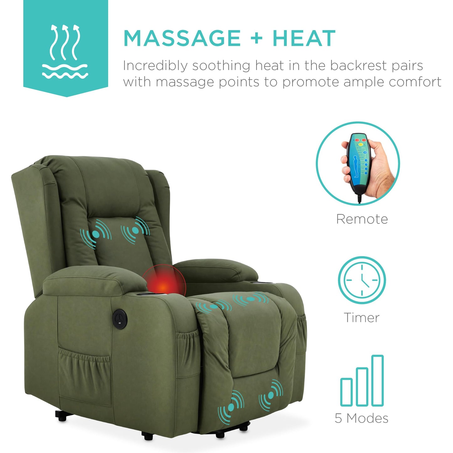 Best Choice Products Electric Lift Massage Recliner with Heat & Storage