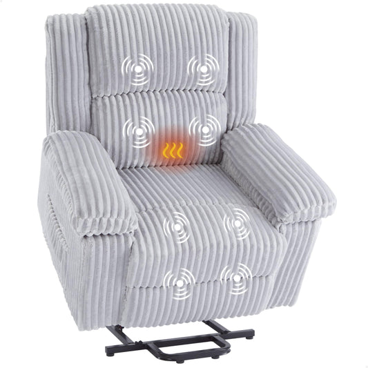 GarveeHome Plush Power Lift Recliner with Heat & Massage for Seniors