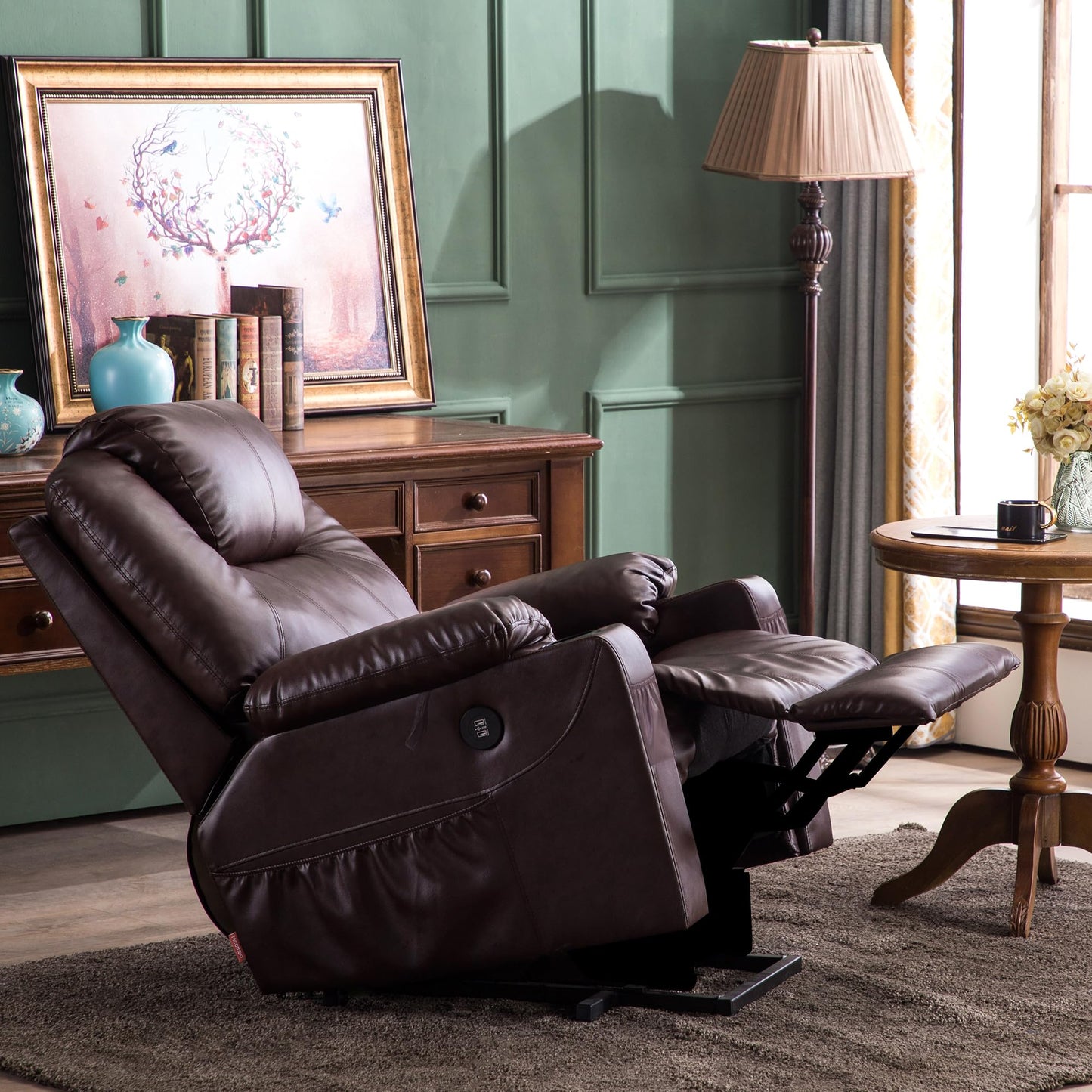 MCombo Electric Lift Recliner with Massage, Heat & USB – Faux Leather Power Chair