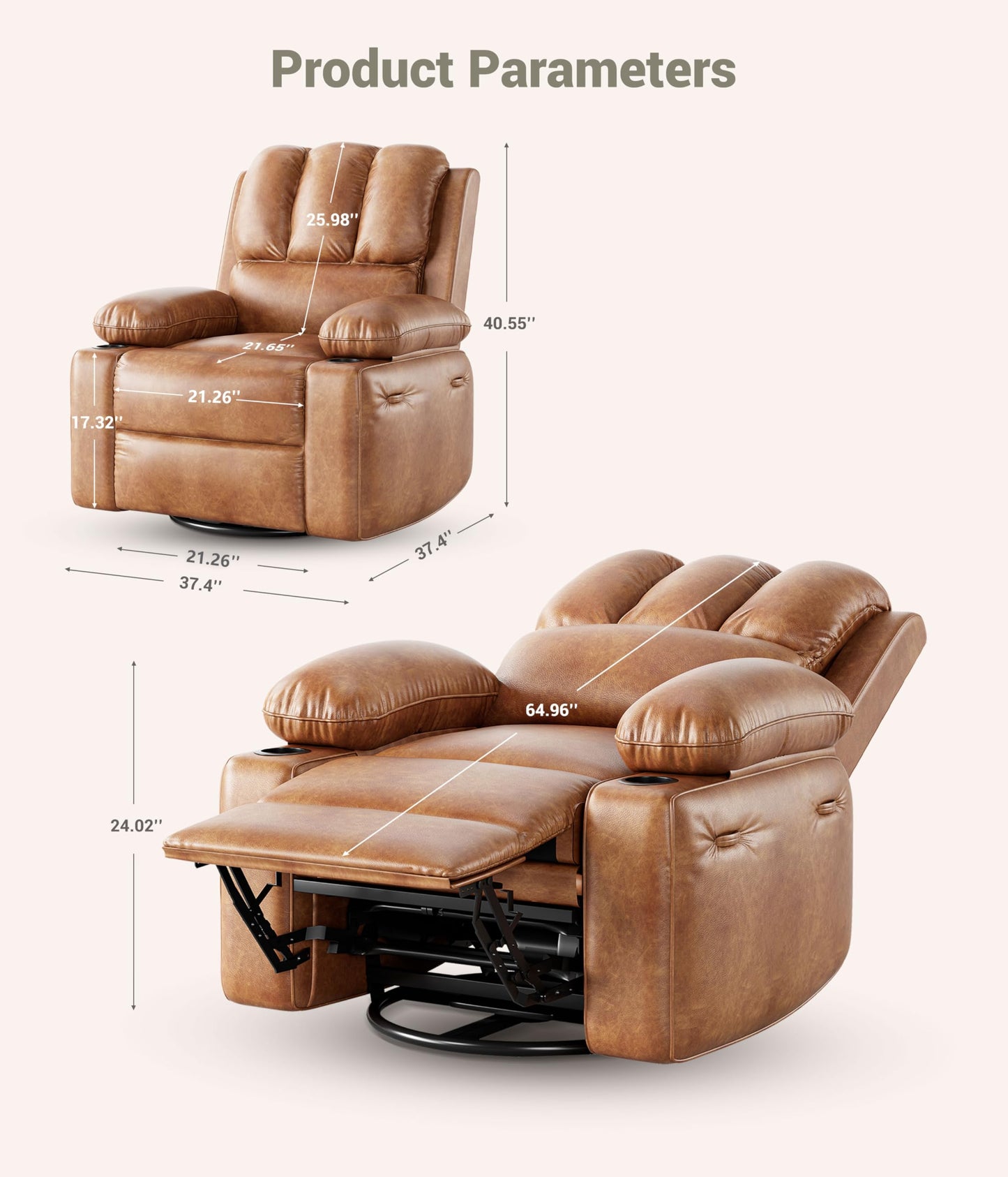 Patikuin Swivel Power Lift Recliner with Heat, Massage & USB - 400 lbs Capacity