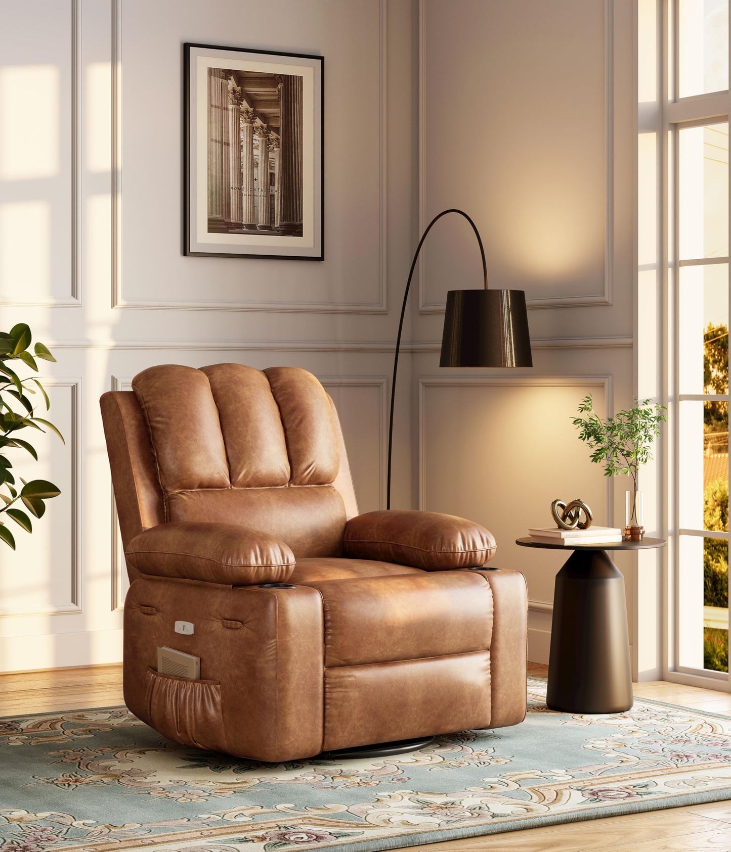 Patikuin Swivel Power Lift Recliner with Heat, Massage & USB - 400 lbs Capacity