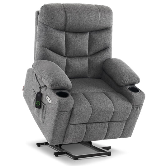 MCombo Power Lift Recliner with Extended Footrest – Dark Gray Fabric