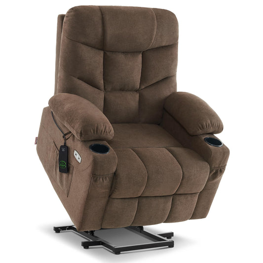 MCombo Power Lift Recliner with Extended Footrest – Brown Fabric